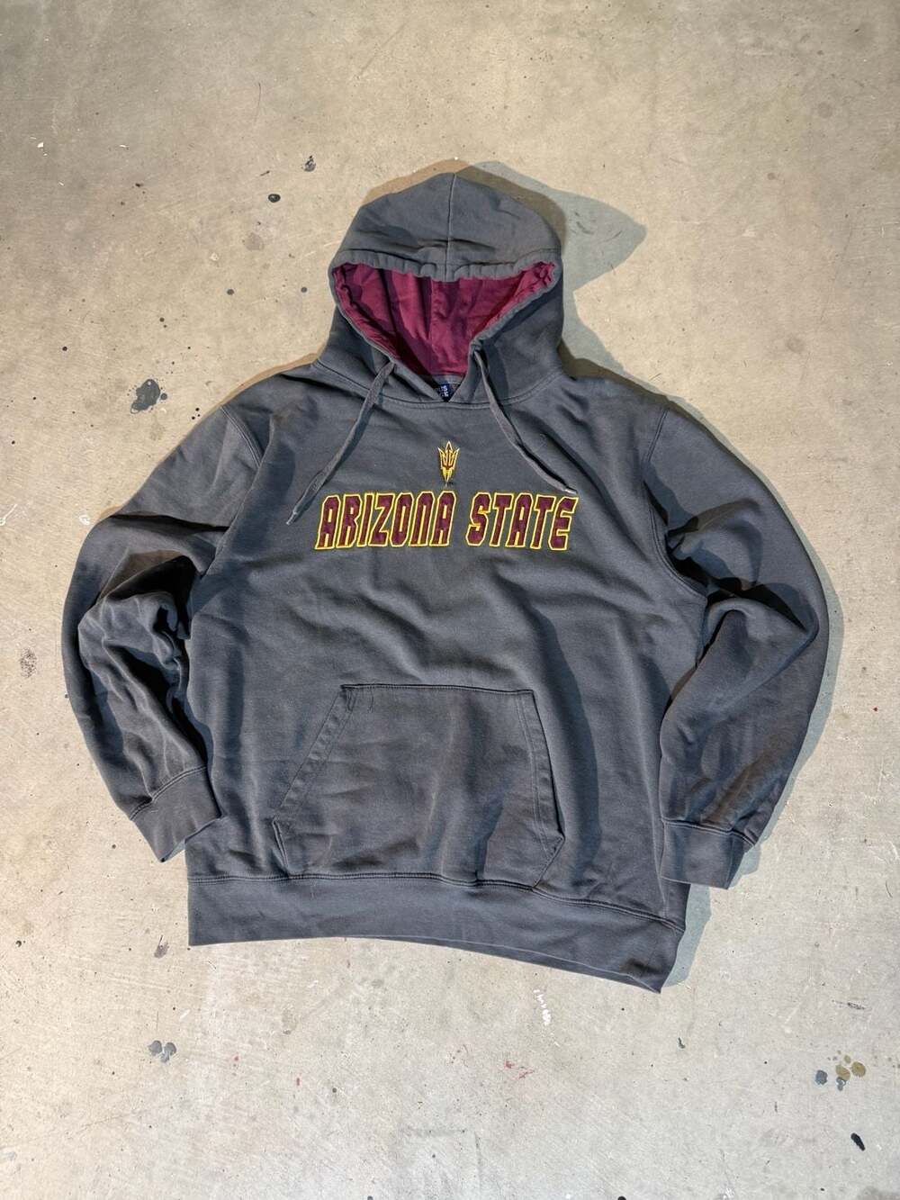 Vintage Campus Arizona State University Sun Devils Gray and Maroon Hoodie